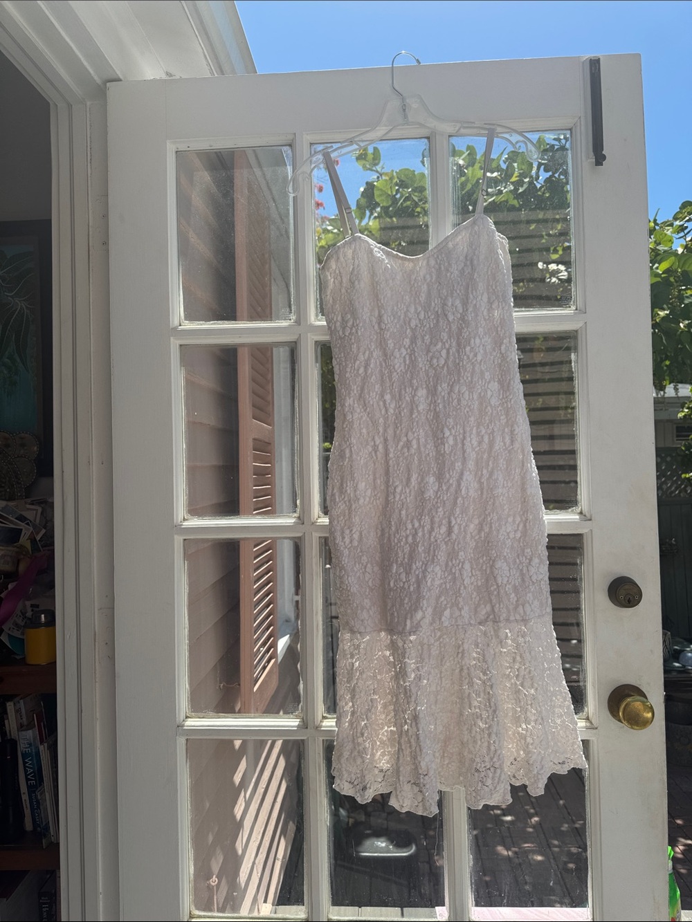 French Connection lace and creme Strap Dress with Spaghetti Straps